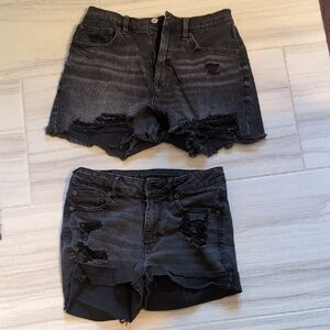 American Eagle Outfitters Black Distressed Jean Shorts